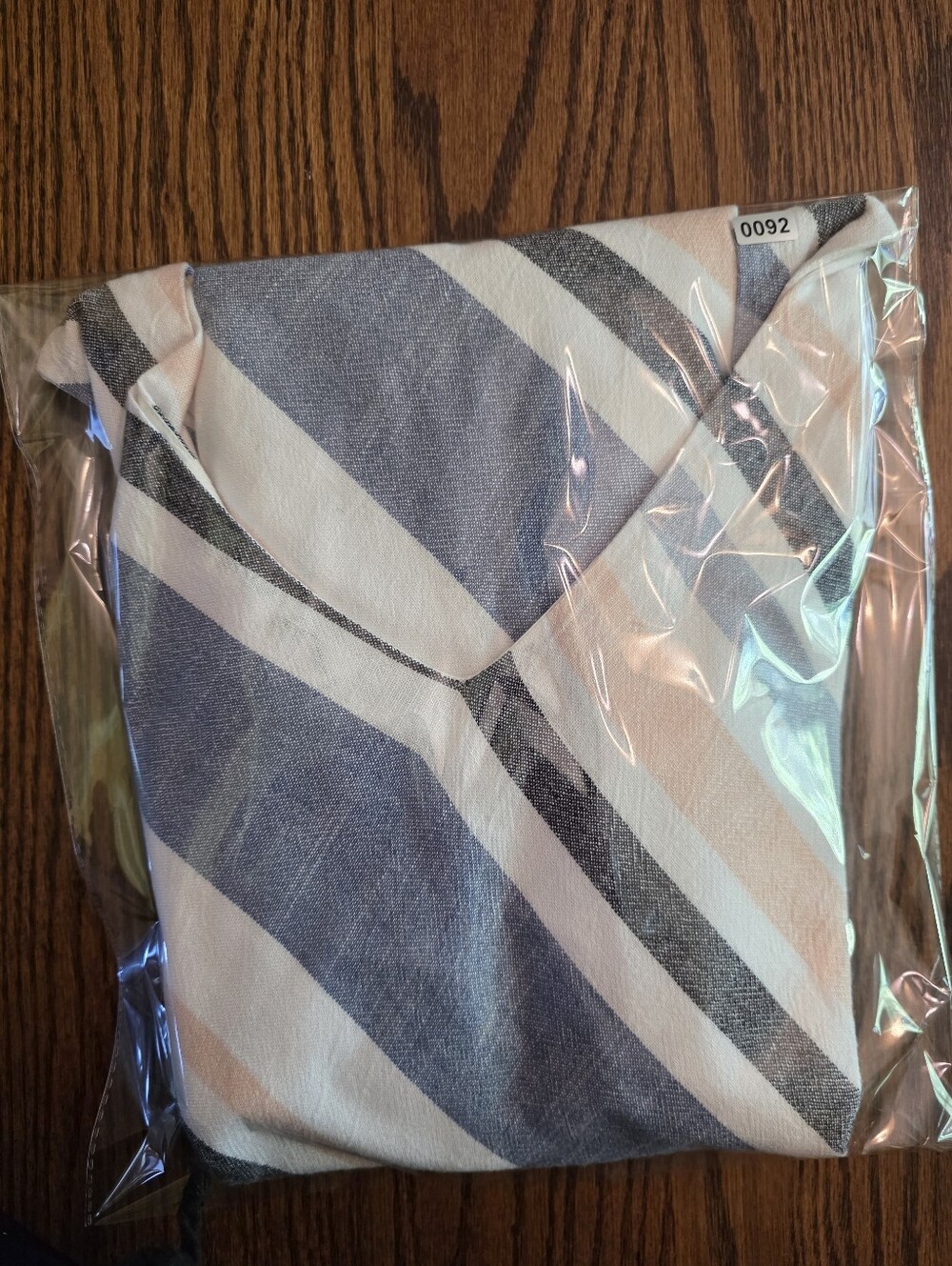 Striped Linen Blend Sleeveless Midi Dress Blue Pink White V-Neck Lined Size S - Picture 13 of 13